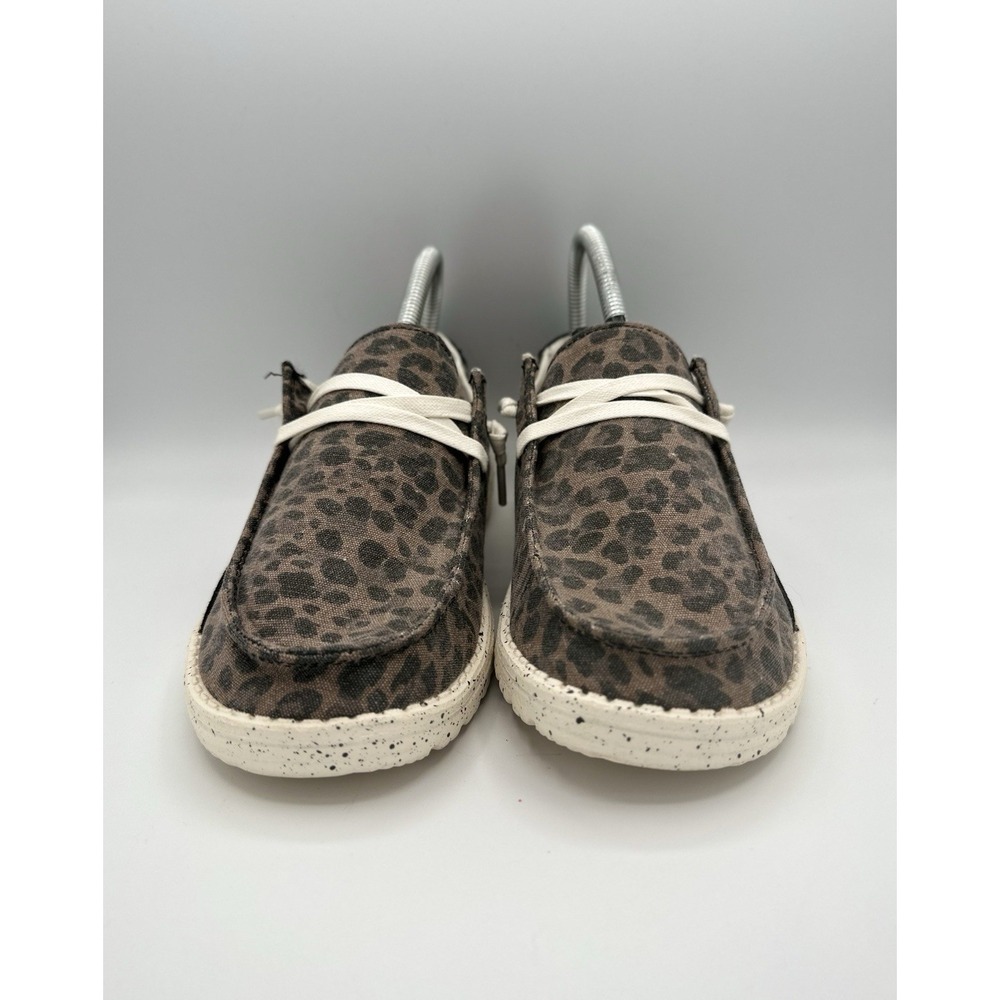 Hey Dude Wendy Jungle Brown Leopard Print Slip On Shoes Sneakers Size 8 Comfy - Picture 4 of 8